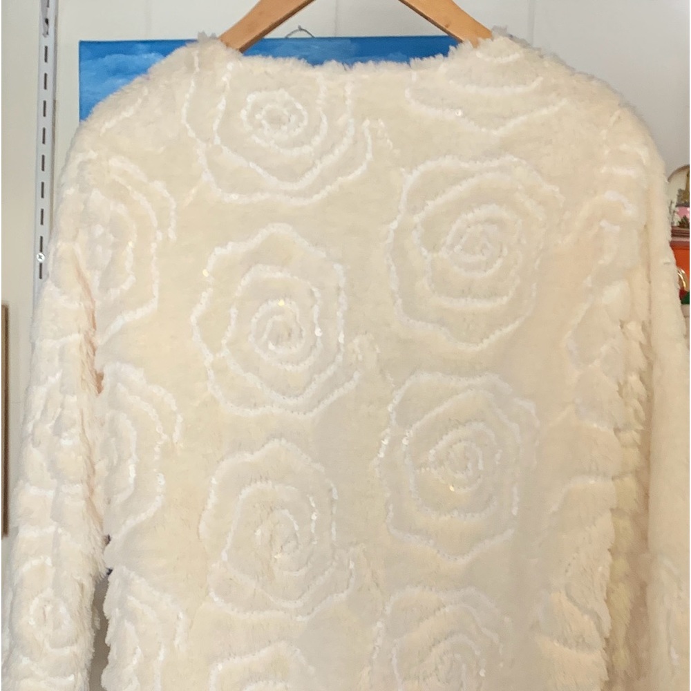 JM Collection White Sequined Jacket - Picture 5 of 6